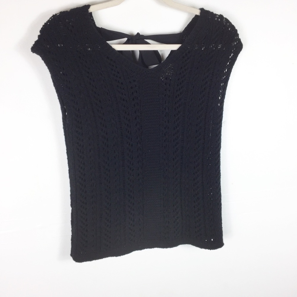Loft Black Knit Short Sleeve Beach Coverup Sweater